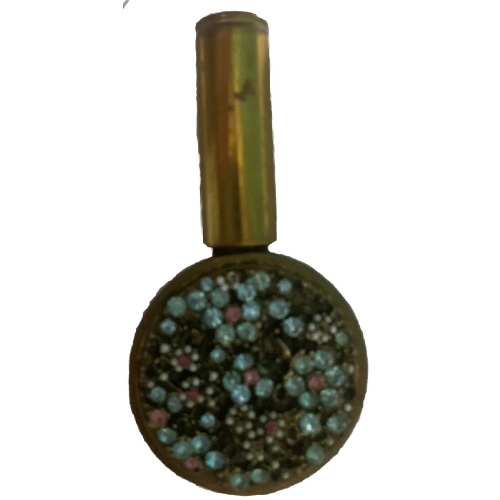 vintage Makeup rouge compact with mirror and lipstock gold toned  rhinestones